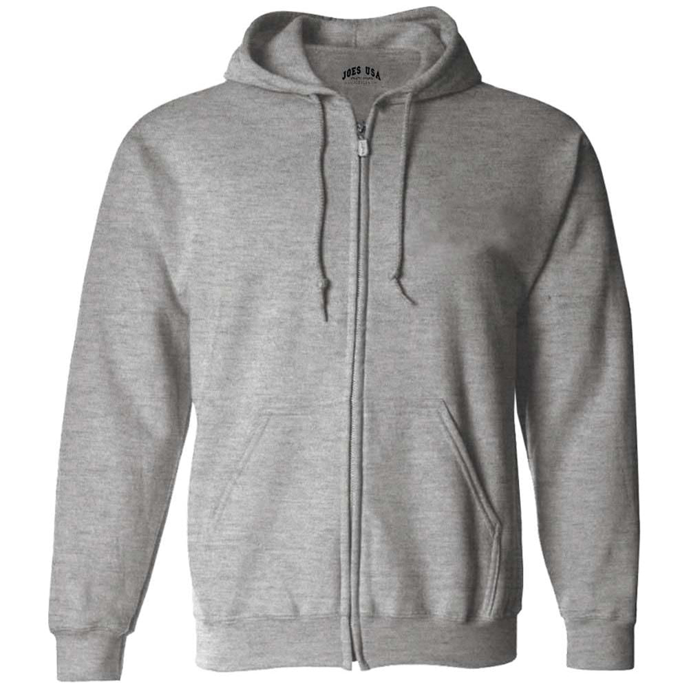 Men’s Full Zip Up Hooded Sweatshirt, Blank Unprinted Hoodie, Soft Casual Fleece Pullover