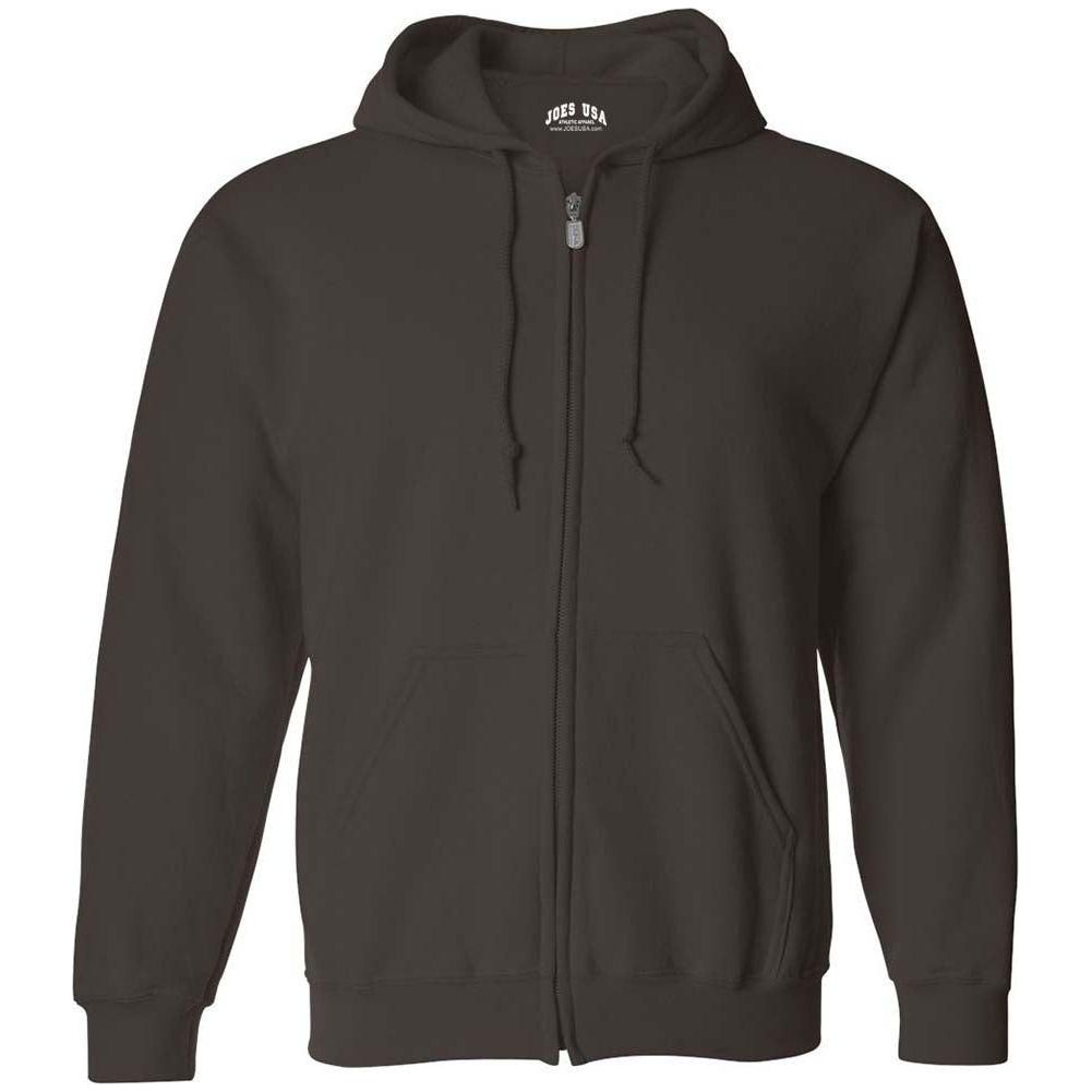 Men’s Full Zip Up Hooded Sweatshirt, Blank Unprinted Hoodie, Soft Casual Fleece Pullover