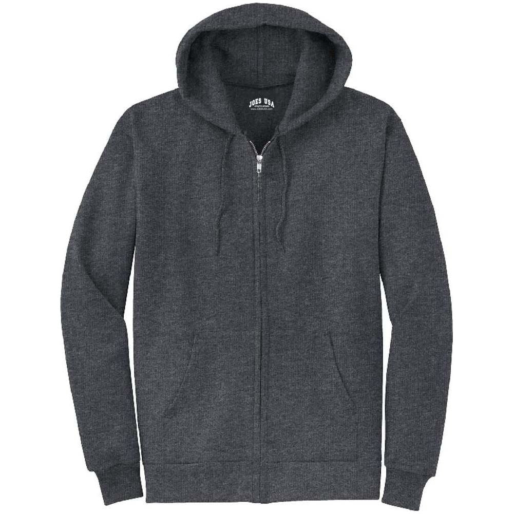 Men’s Full Zip Up Hooded Sweatshirt, Blank Unprinted Hoodie, Soft Casual Fleece Pullover