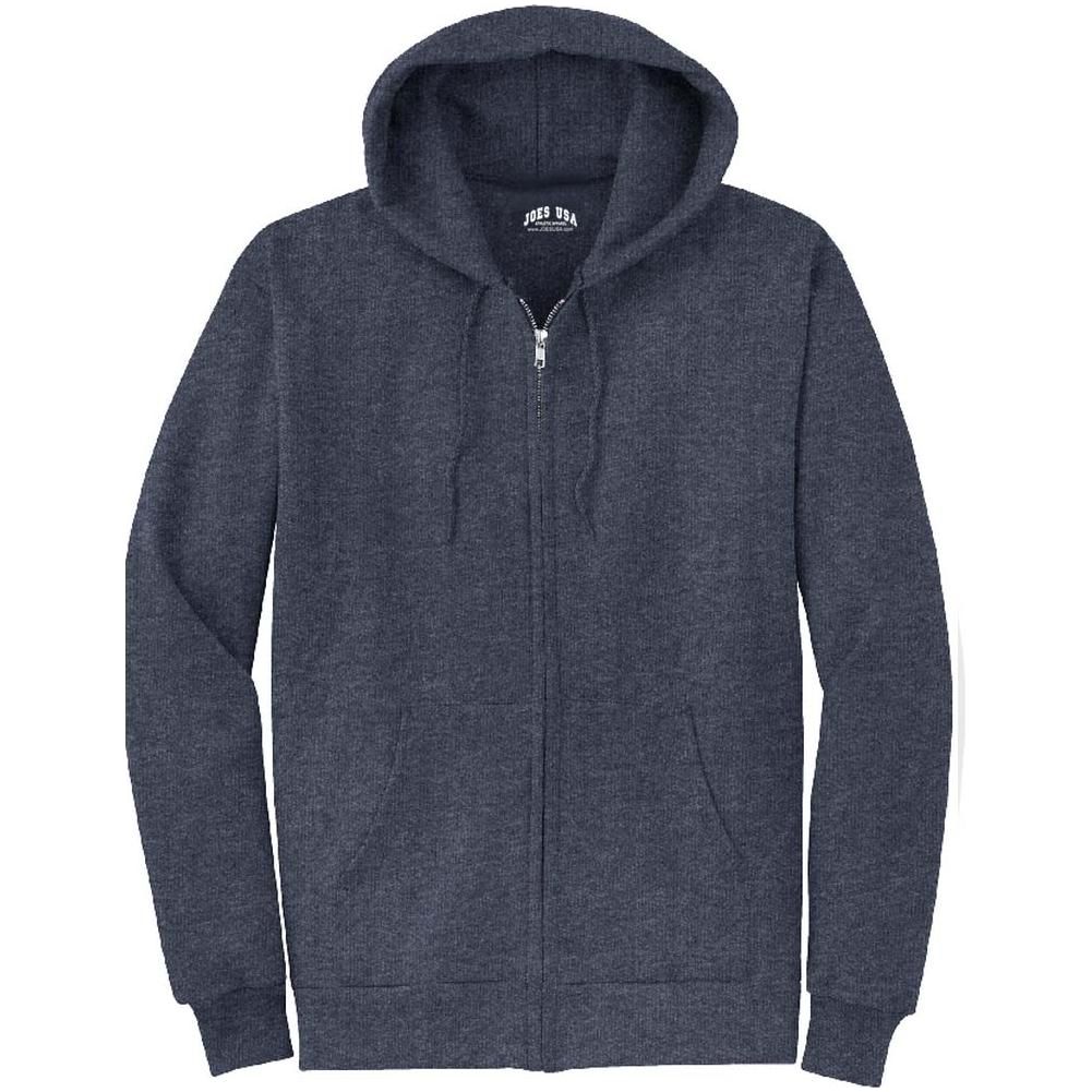 Men’s Full Zip Up Hooded Sweatshirt, Blank Unprinted Hoodie, Soft Casual Fleece Pullover