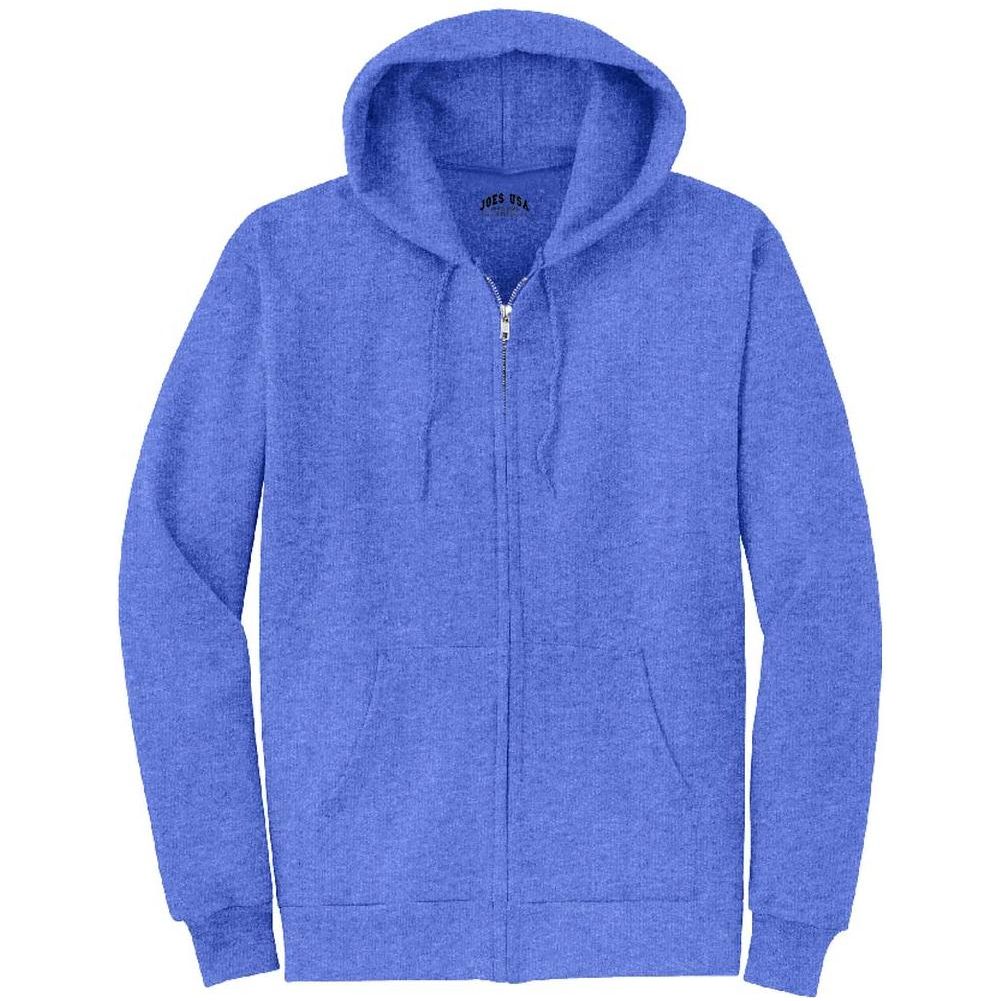 Men’s Full Zip Up Hooded Sweatshirt, Blank Unprinted Hoodie, Soft Casual Fleece Pullover