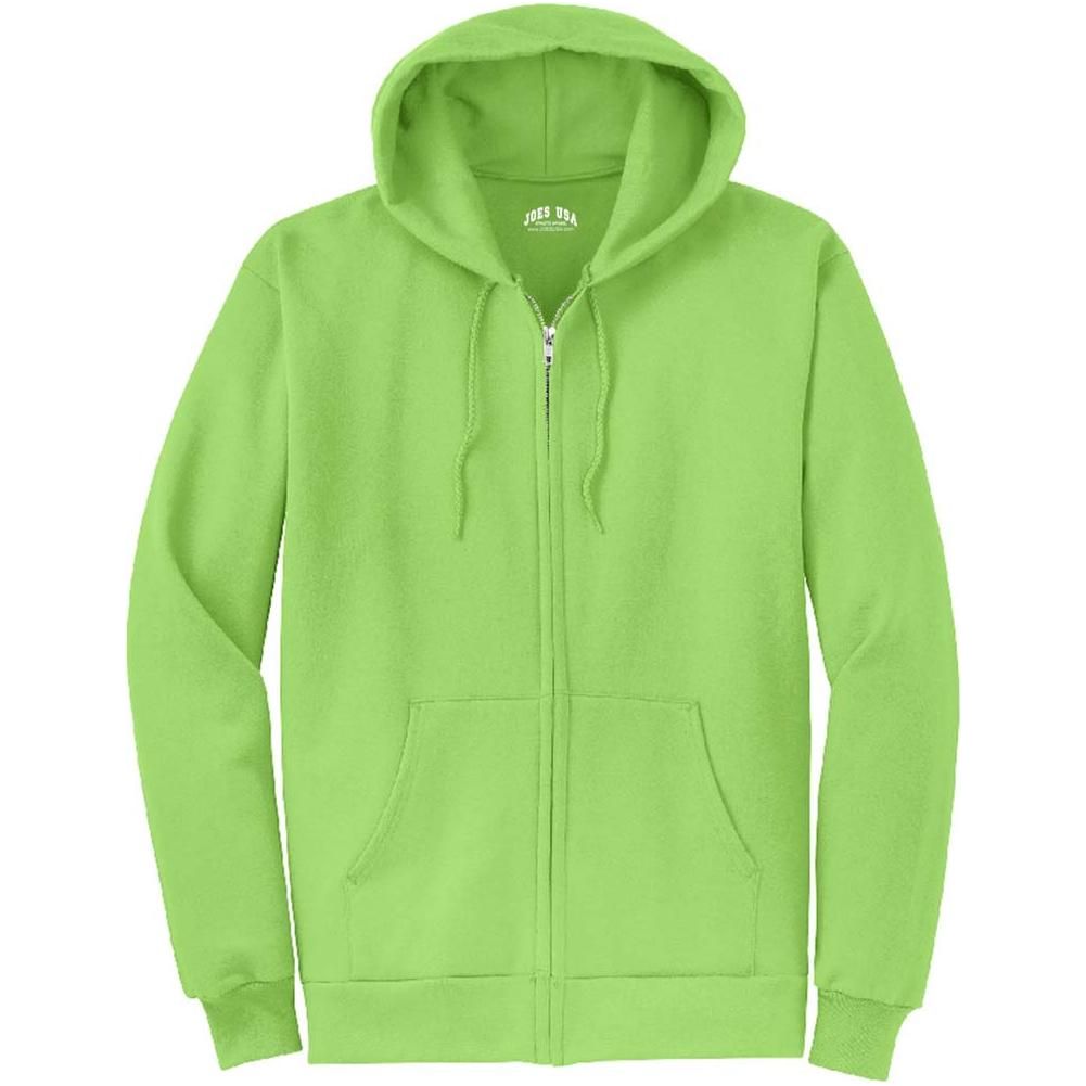 Men’s Full Zip Up Hooded Sweatshirt, Blank Unprinted Hoodie, Soft Casual Fleece Pullover