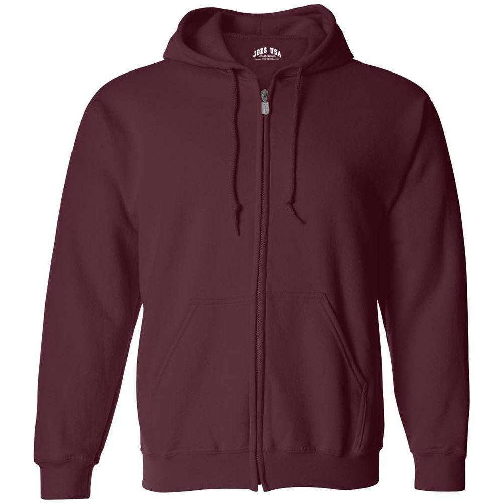 Men’s Full Zip Up Hooded Sweatshirt, Blank Unprinted Hoodie, Soft Casual Fleece Pullover