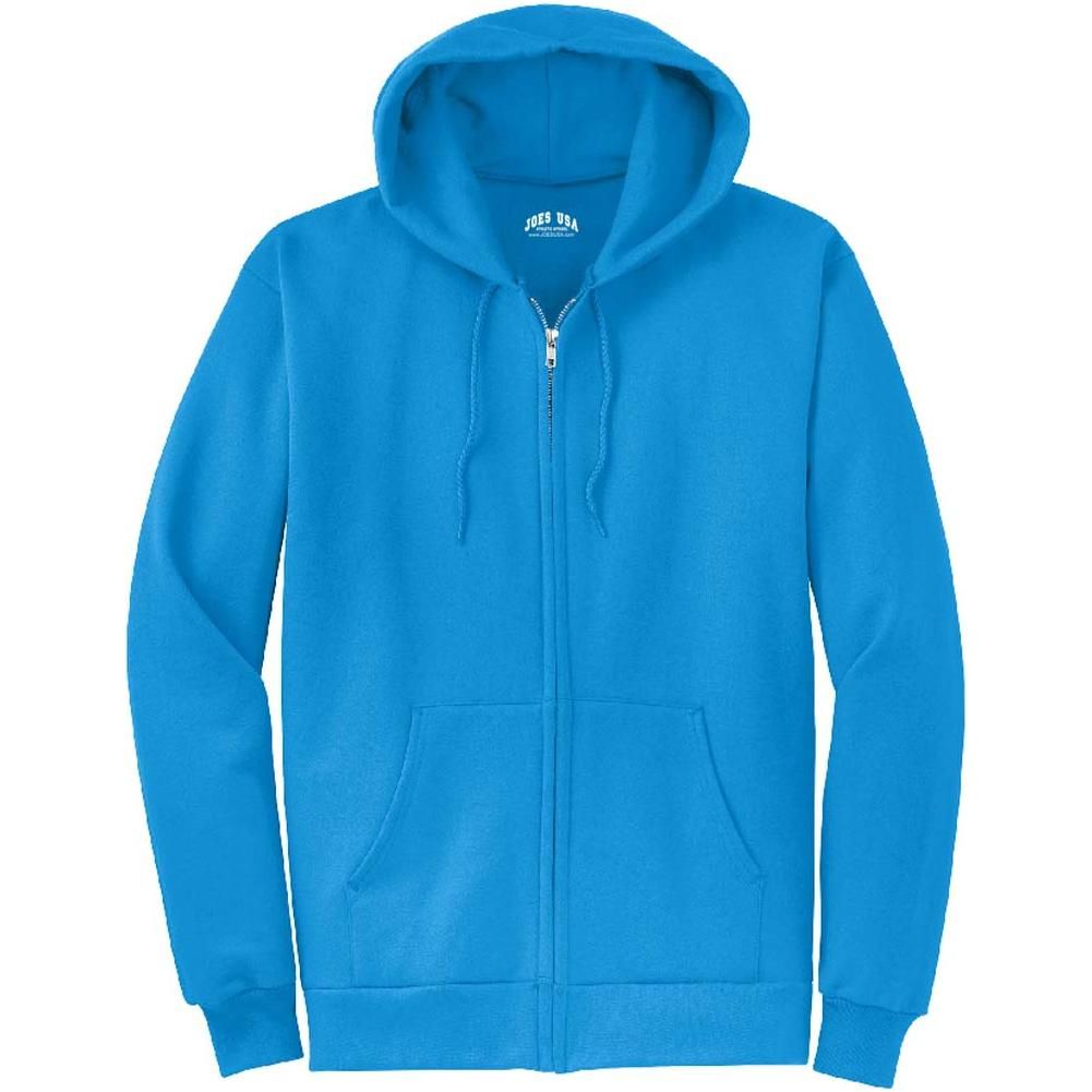 Men’s Full Zip Up Hooded Sweatshirt, Blank Unprinted Hoodie, Soft Casual Fleece Pullover