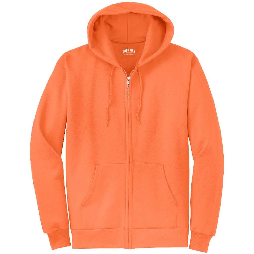 Men’s Full Zip Up Hooded Sweatshirt, Blank Unprinted Hoodie, Soft Casual Fleece Pullover
