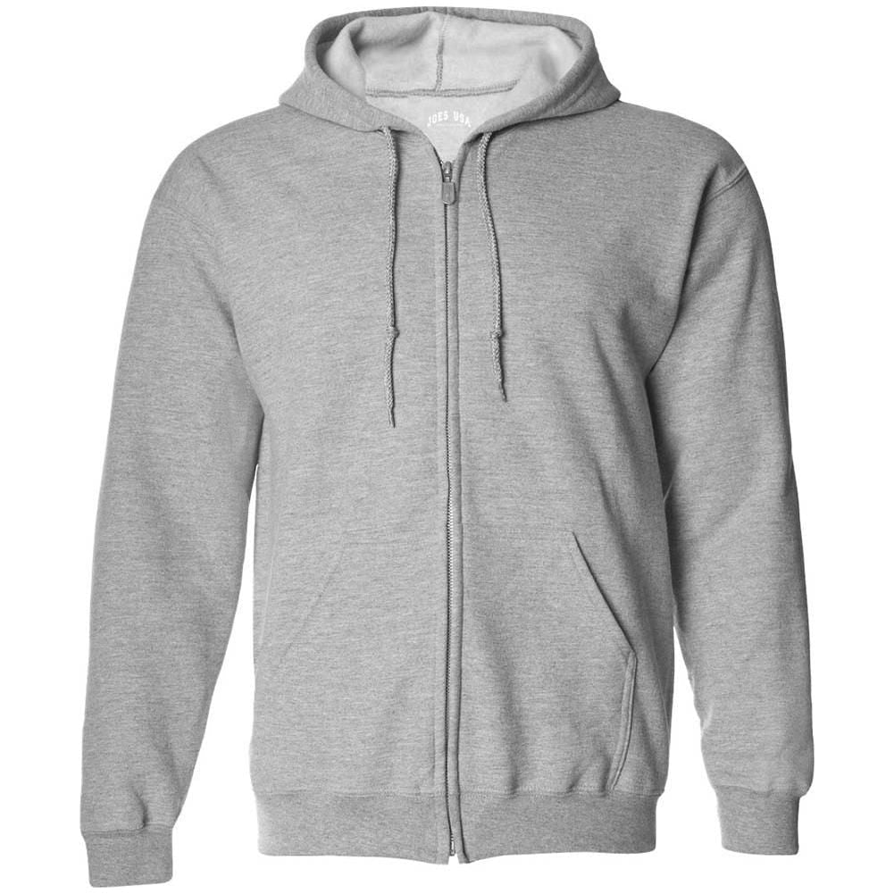 Men’s Full Zip Up Hooded Sweatshirt, Blank Unprinted Hoodie, Soft Casual Fleece Pullover