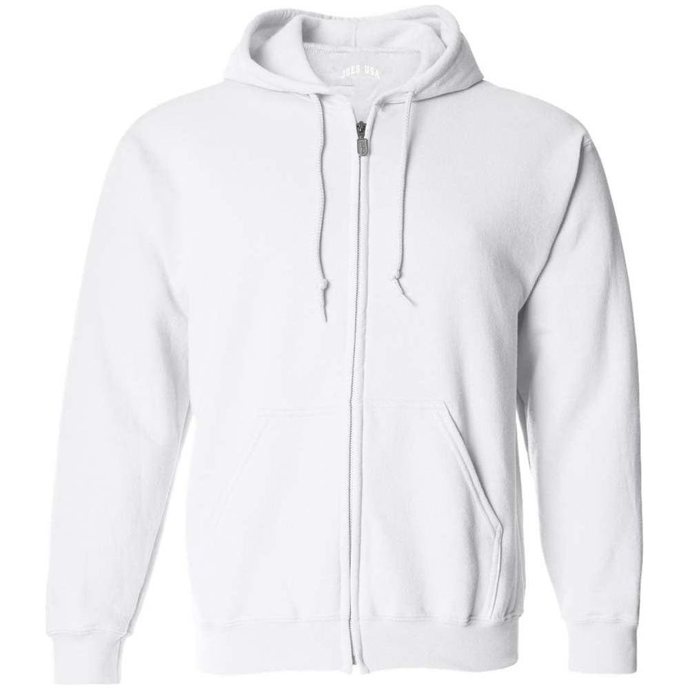 Men’s Full Zip Up Hooded Sweatshirt, Blank Unprinted Hoodie, Soft Casual Fleece Pullover