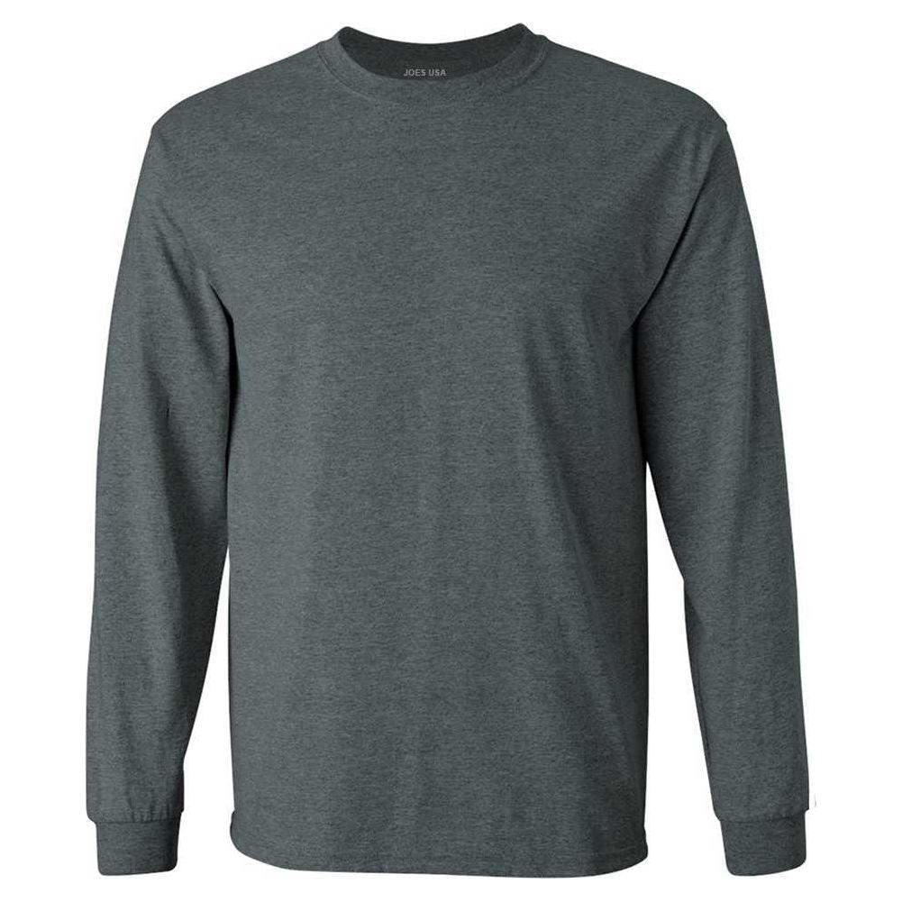 Men’s Heavyweight Long Sleeve Cotton Tee, Blank Plain T-Shirt, Regular & Big Tall Sizes