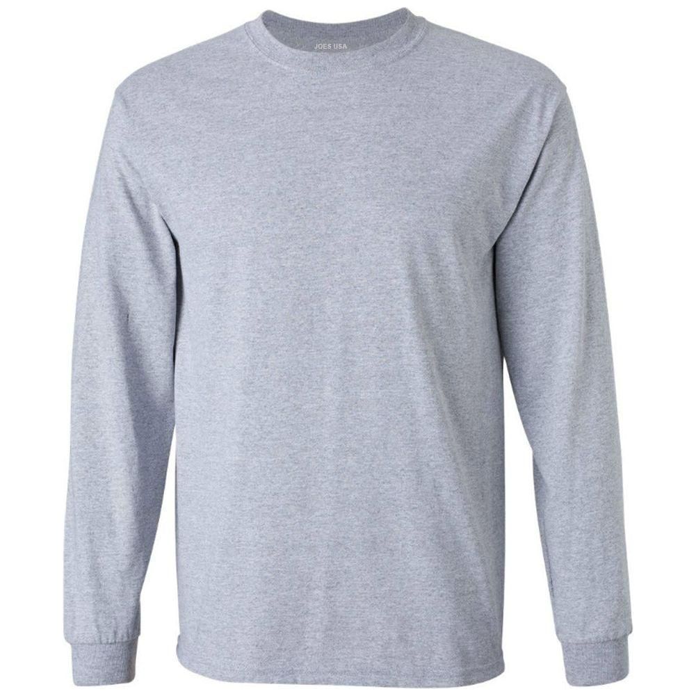 Men’s Heavyweight Long Sleeve Cotton Tee, Blank Plain T-Shirt, Regular & Big Tall Sizes