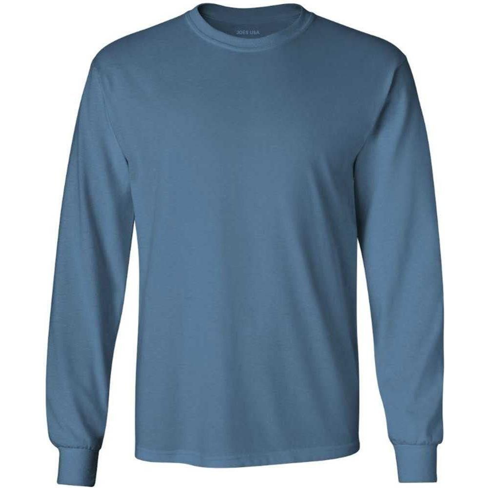 Men’s Heavyweight Long Sleeve Cotton Tee, Blank Plain T-Shirt, Regular & Big Tall Sizes