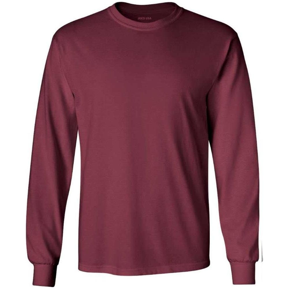 Men’s Heavyweight Long Sleeve Cotton Tee, Blank Plain T-Shirt, Regular & Big Tall Sizes