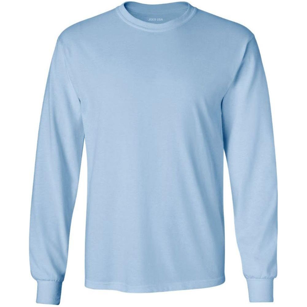 Men’s Heavyweight Long Sleeve Cotton Tee, Blank Plain T-Shirt, Regular & Big Tall Sizes