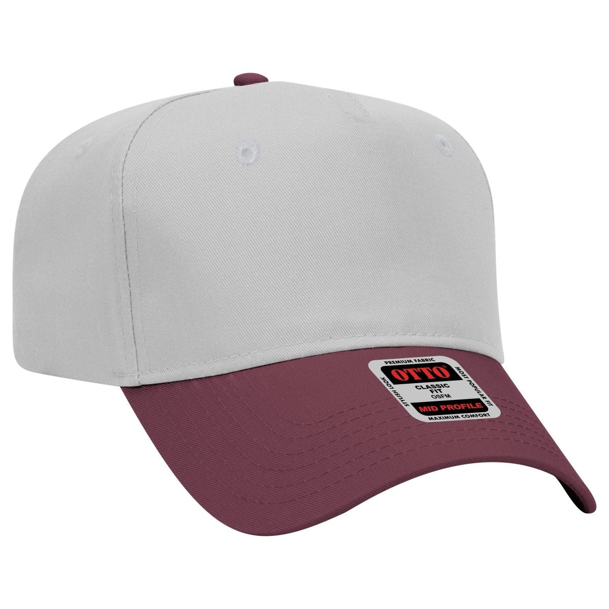 Mid Profile 5 Panel Baseball Cap, Blank Plain Snapback Hat, Unstructured Unprinted Cap