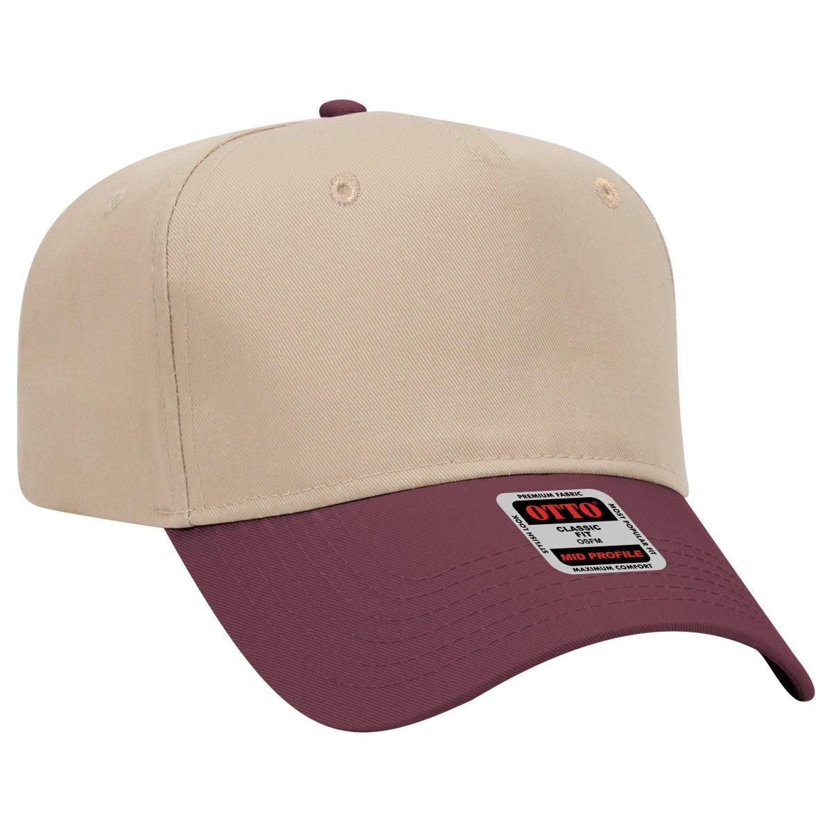 Mid Profile 5 Panel Baseball Cap, Blank Plain Snapback Hat, Unstructured Unprinted Cap