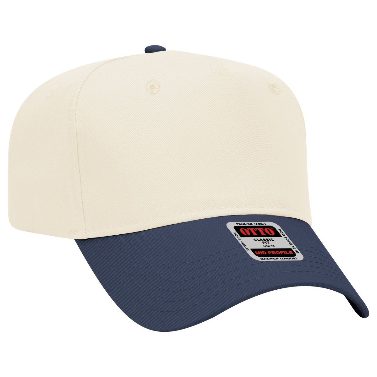 Mid Profile 5 Panel Baseball Cap, Blank Plain Snapback Hat, Unstructured Unprinted Cap