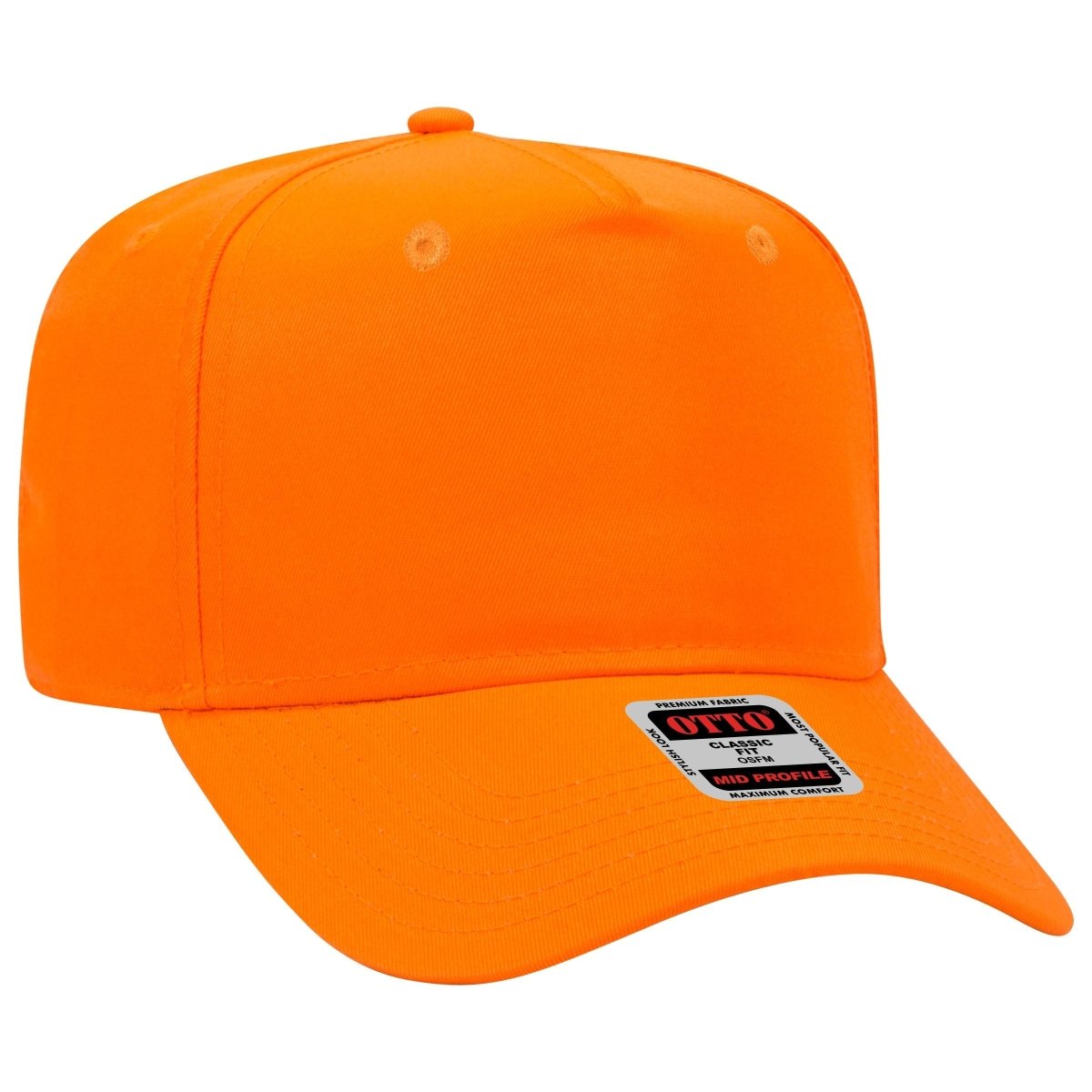 Mid Profile 5 Panel Baseball Cap, Blank Plain Snapback Hat, Unstructured Unprinted Cap