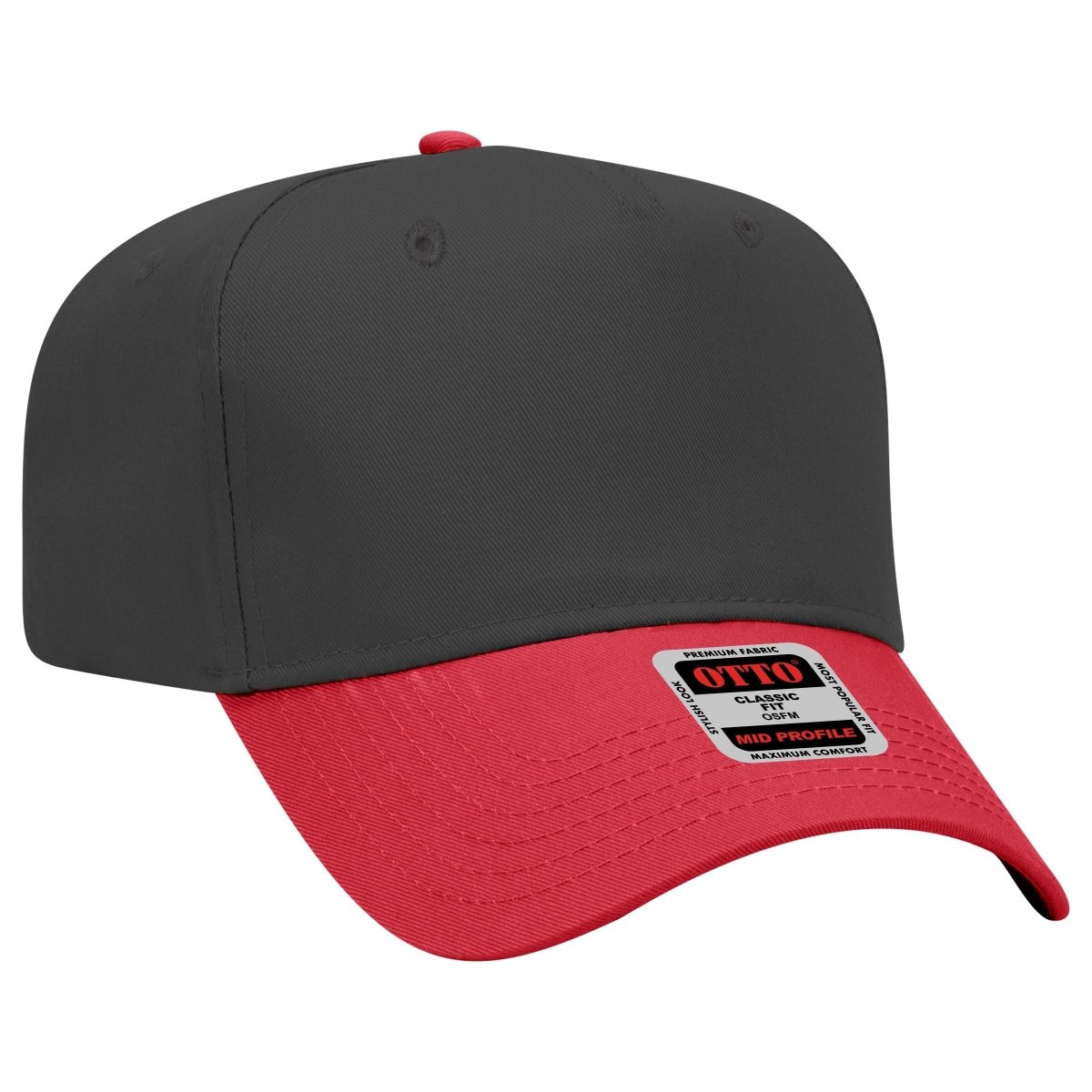 Mid Profile 5 Panel Baseball Cap, Blank Plain Snapback Hat, Unstructured Unprinted Cap