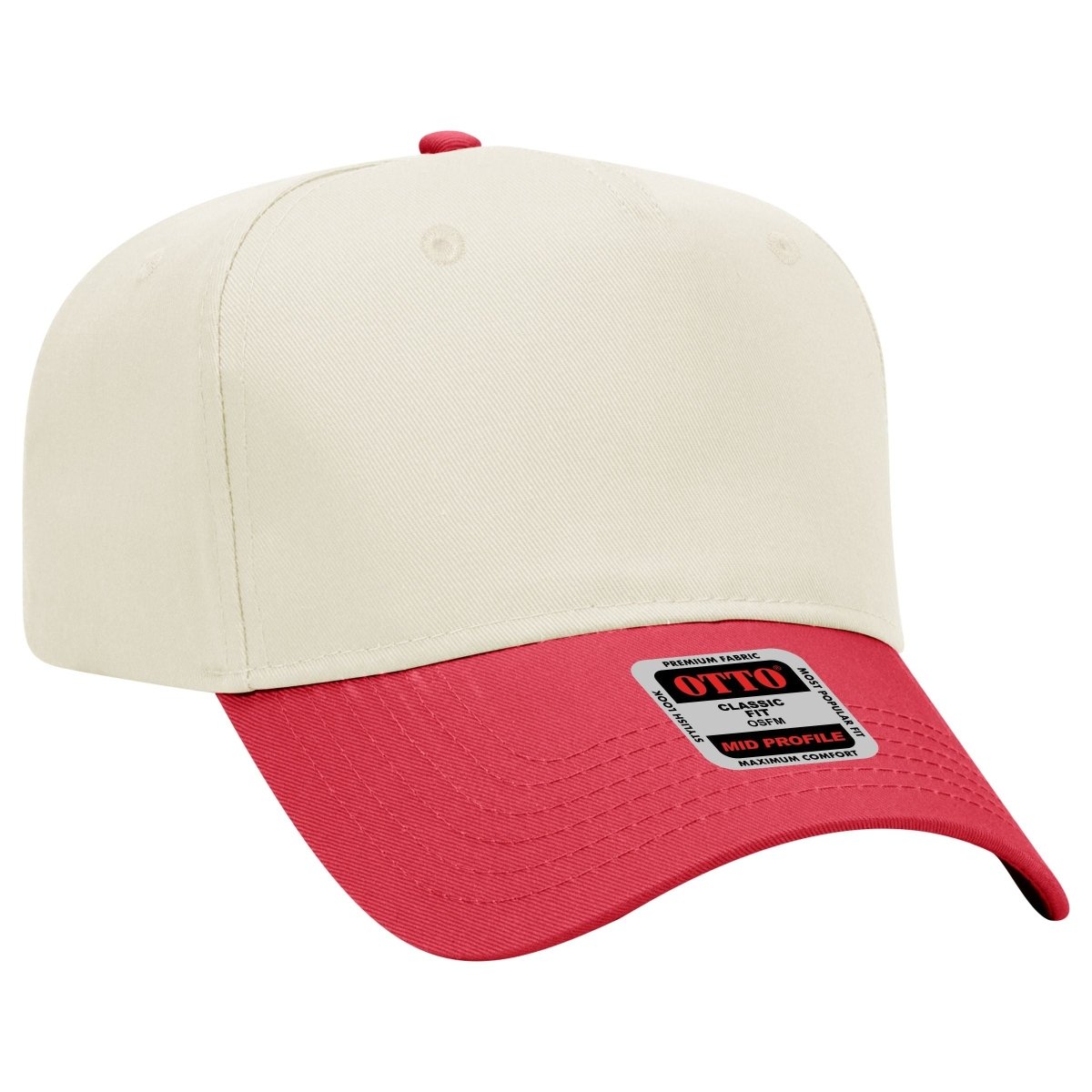 Mid Profile 5 Panel Baseball Cap, Blank Plain Snapback Hat, Unstructured Unprinted Cap