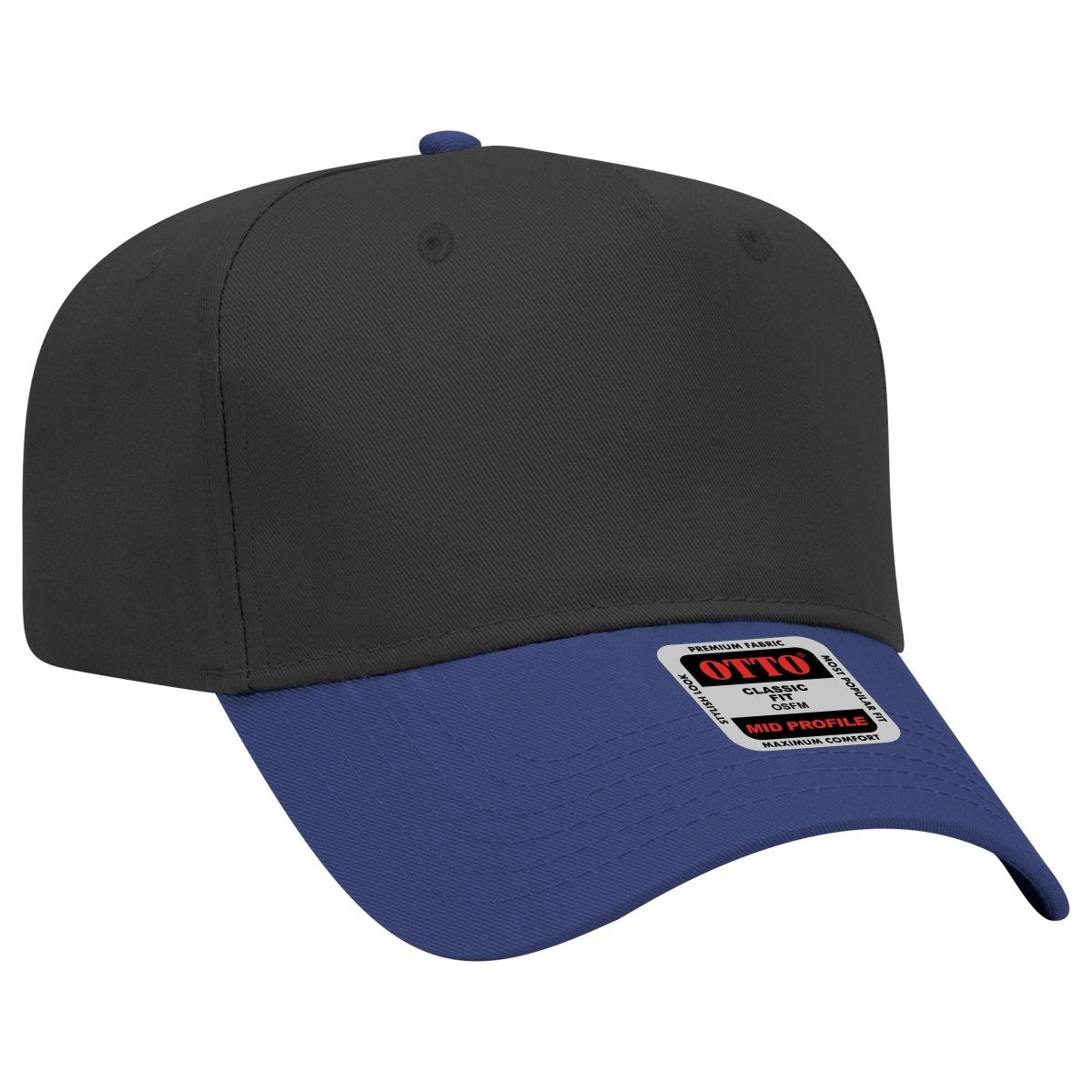 Mid Profile 5 Panel Baseball Cap, Blank Plain Snapback Hat, Unstructured Unprinted Cap