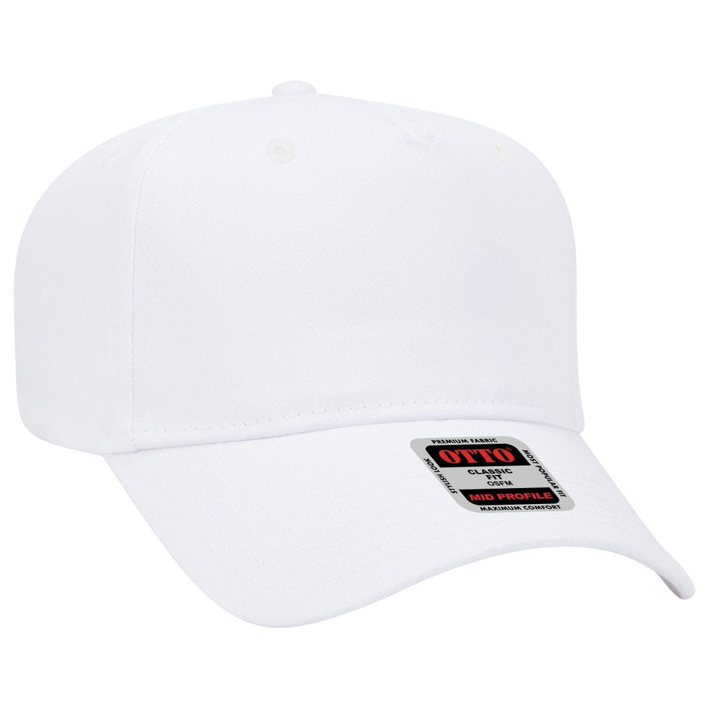 Mid Profile 5 Panel Baseball Cap, Blank Plain Snapback Hat, Unstructured Unprinted Cap