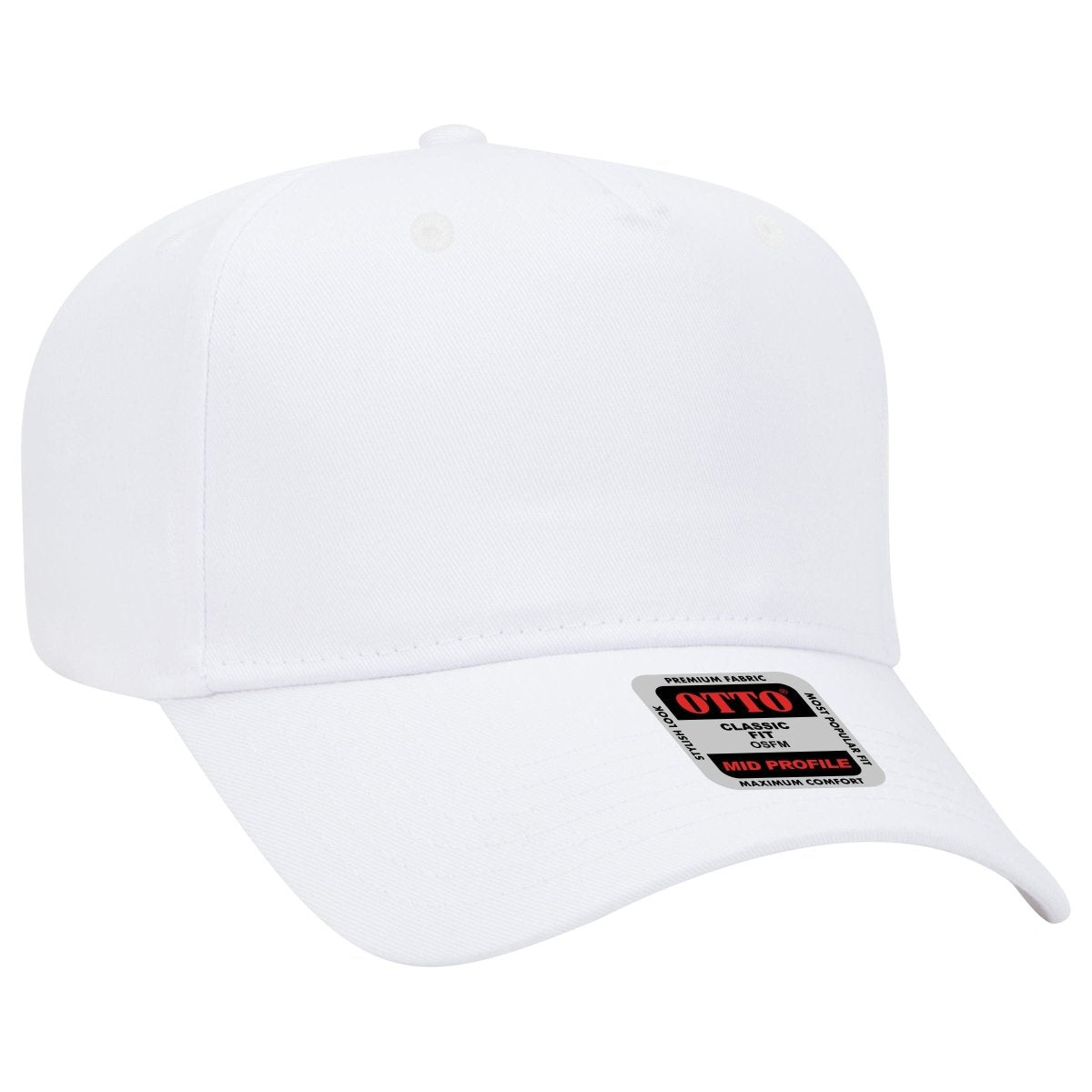 Mid Profile 5 Panel Baseball Cap, Blank Plain Snapback Hat, Unstructured Unprinted Cap