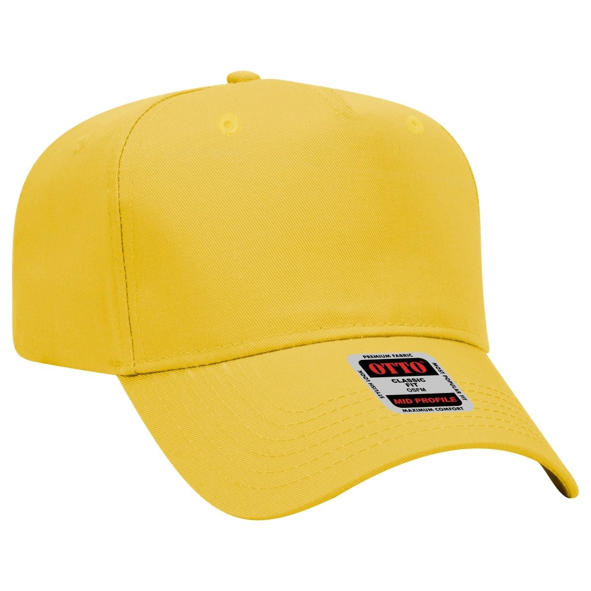 Mid Profile 5 Panel Baseball Cap, Blank Plain Snapback Hat, Unstructured Unprinted Cap
